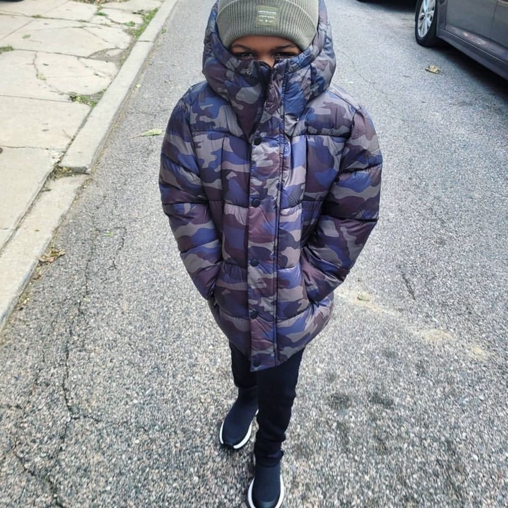 Boys ZARA Camo Puffer Coat Size 8